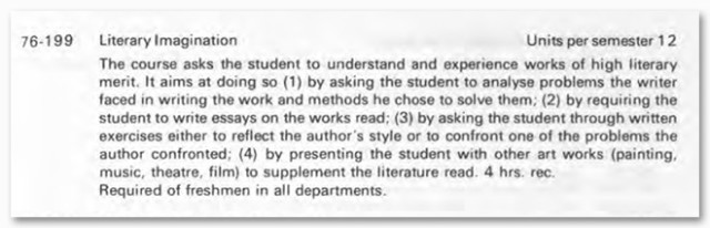 Course description of my college creative writing class